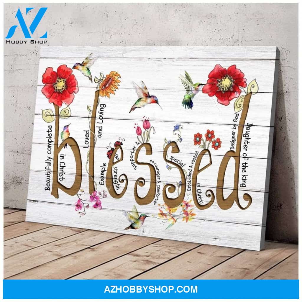 Hummingbird Blessed Canvas Wall Art
