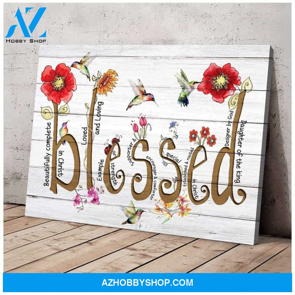 Hummingbird Blessed Canvas Wall Art