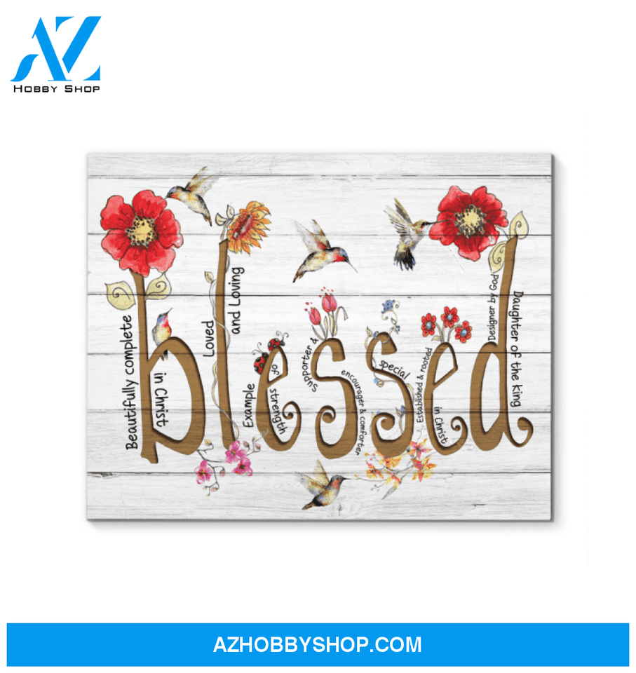 Hummingbird Blessed Canvas Wall Art