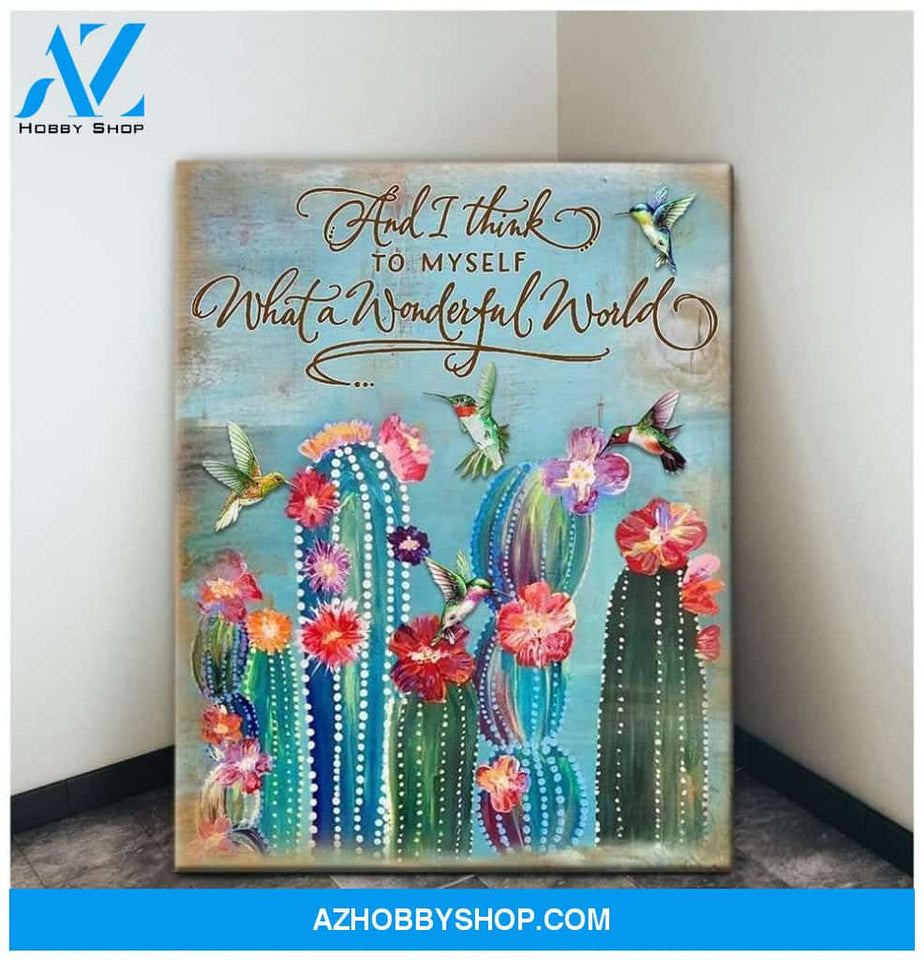 Hummingbird & Cactus Premium Wall Art Canvas - And I Think To Myself Premium Canvas