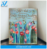 Hummingbird & Cactus Premium Wall Art Canvas - And I Think To Myself Premium Canvas