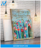 Hummingbird & Cactus Premium Wall Art Canvas - And I Think To Myself Premium Canvas