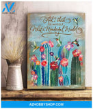 Hummingbird & Cactus Premium Wall Art Canvas - And I Think To Myself Premium Canvas