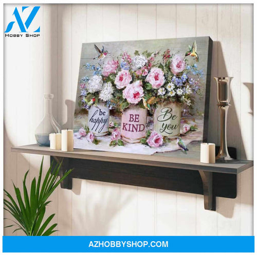 Hummingbird Canvas Be happy Be kind Be you Wall Art Decor
