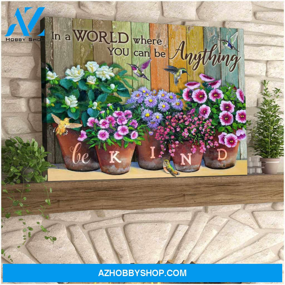 Hummingbird Canvas Be kind Wall Art Decor