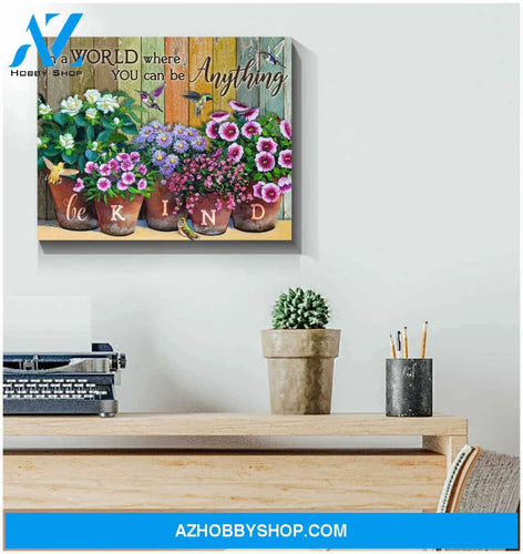 Hummingbird Canvas Be kind Wall Art Decor