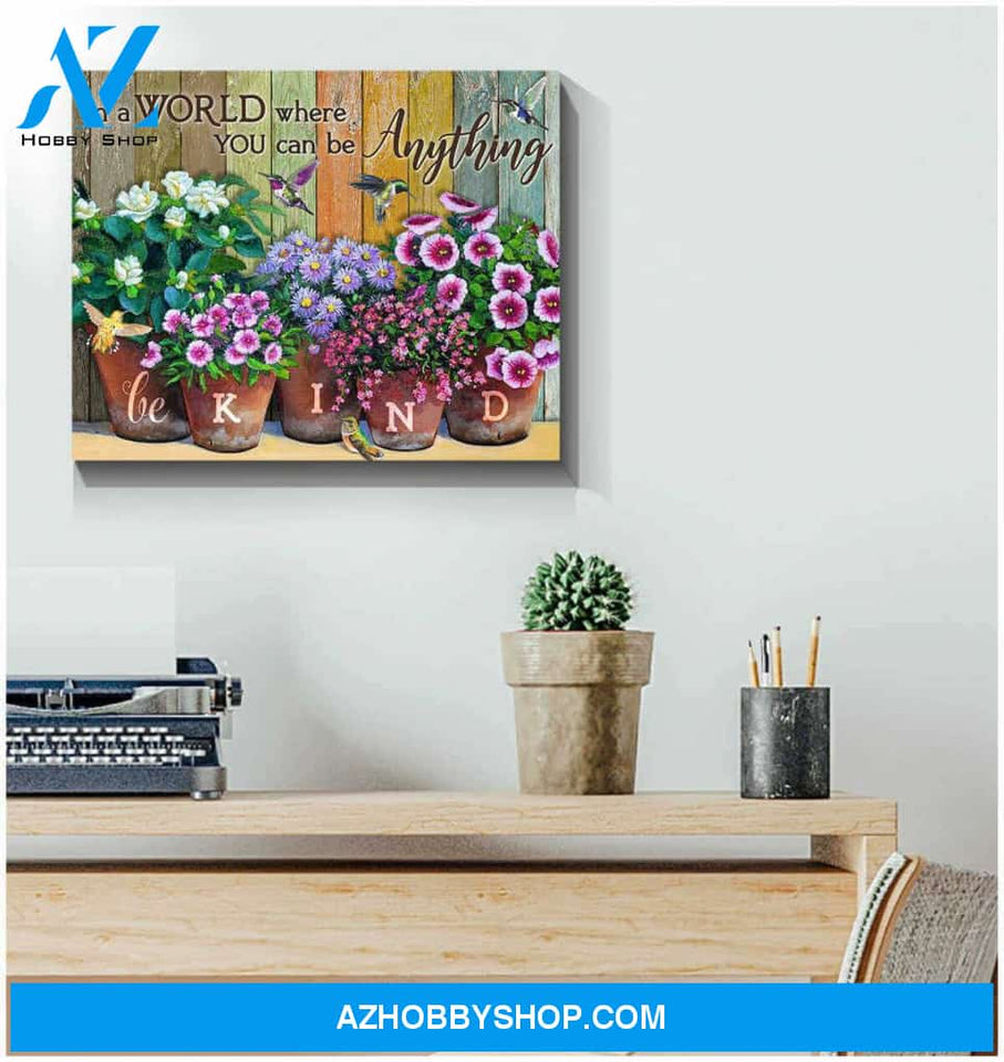 Hummingbird Canvas Be kind Wall Art Decor