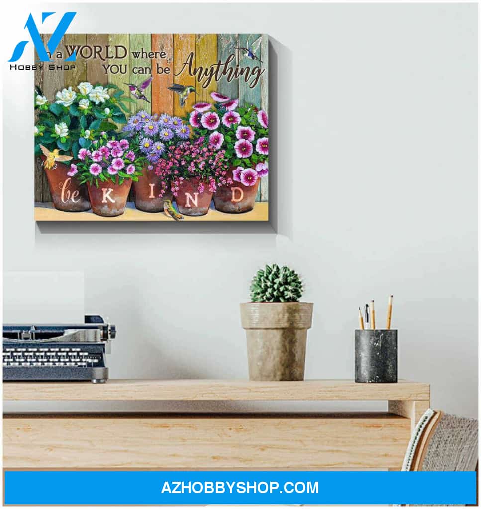 Hummingbird Canvas Be kind Wall Art Decor