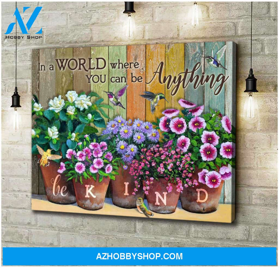 Hummingbird Canvas Be kind Wall Art Decor