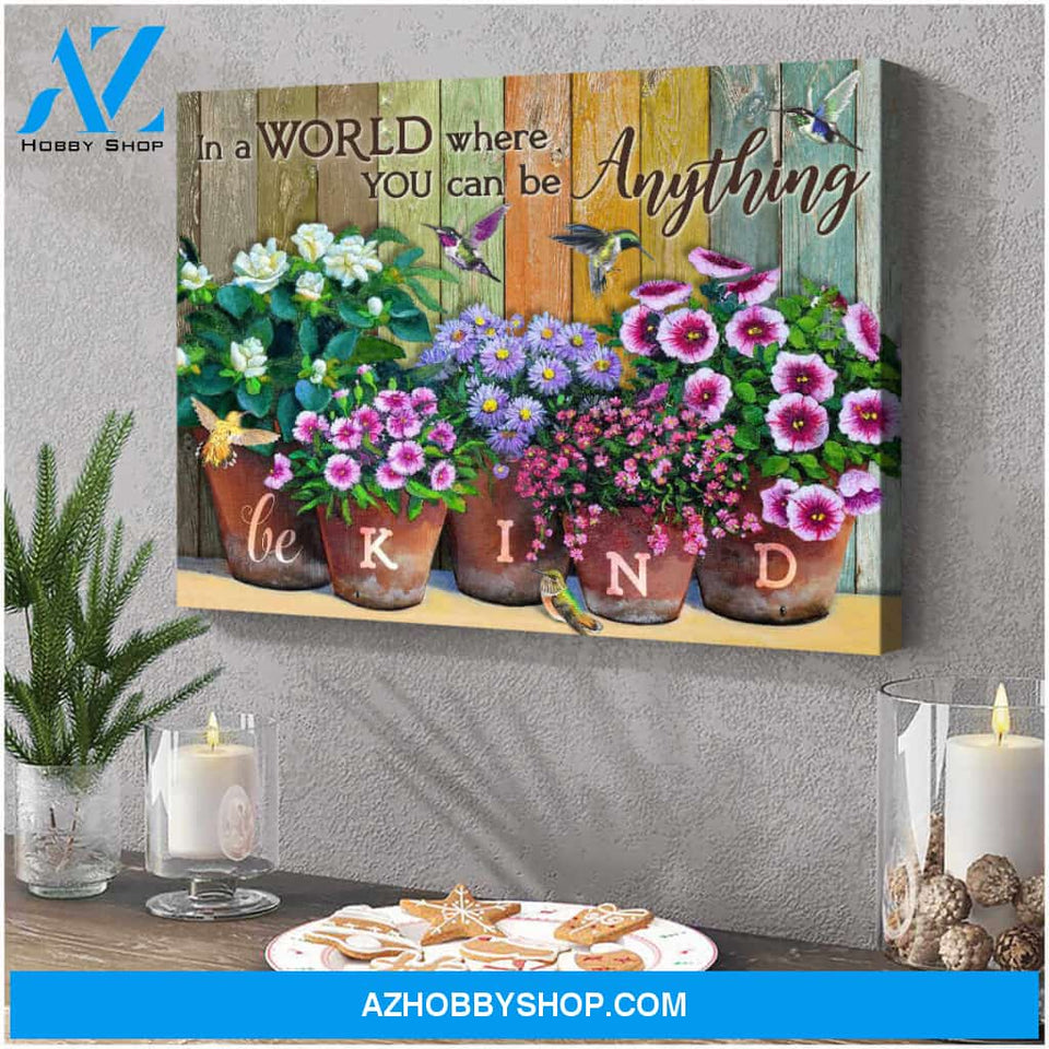 Hummingbird Canvas Be kind Wall Art Decor