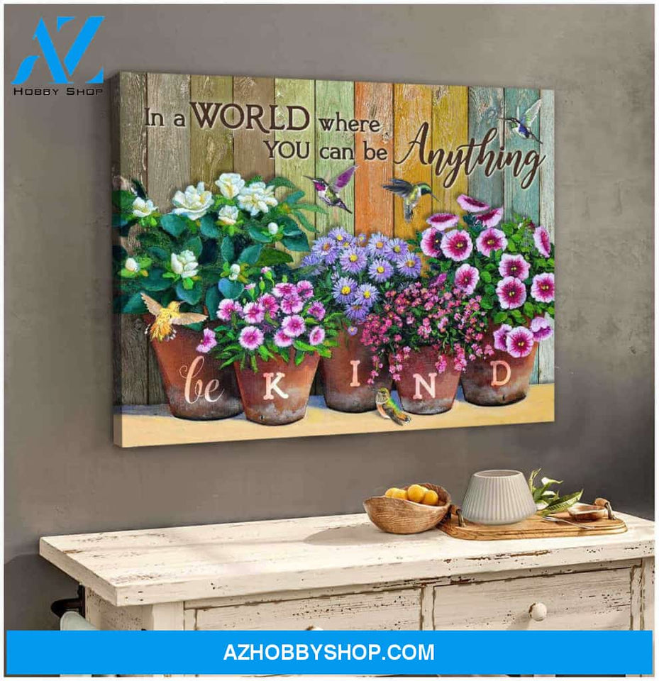 Hummingbird Canvas Be kind Wall Art Decor