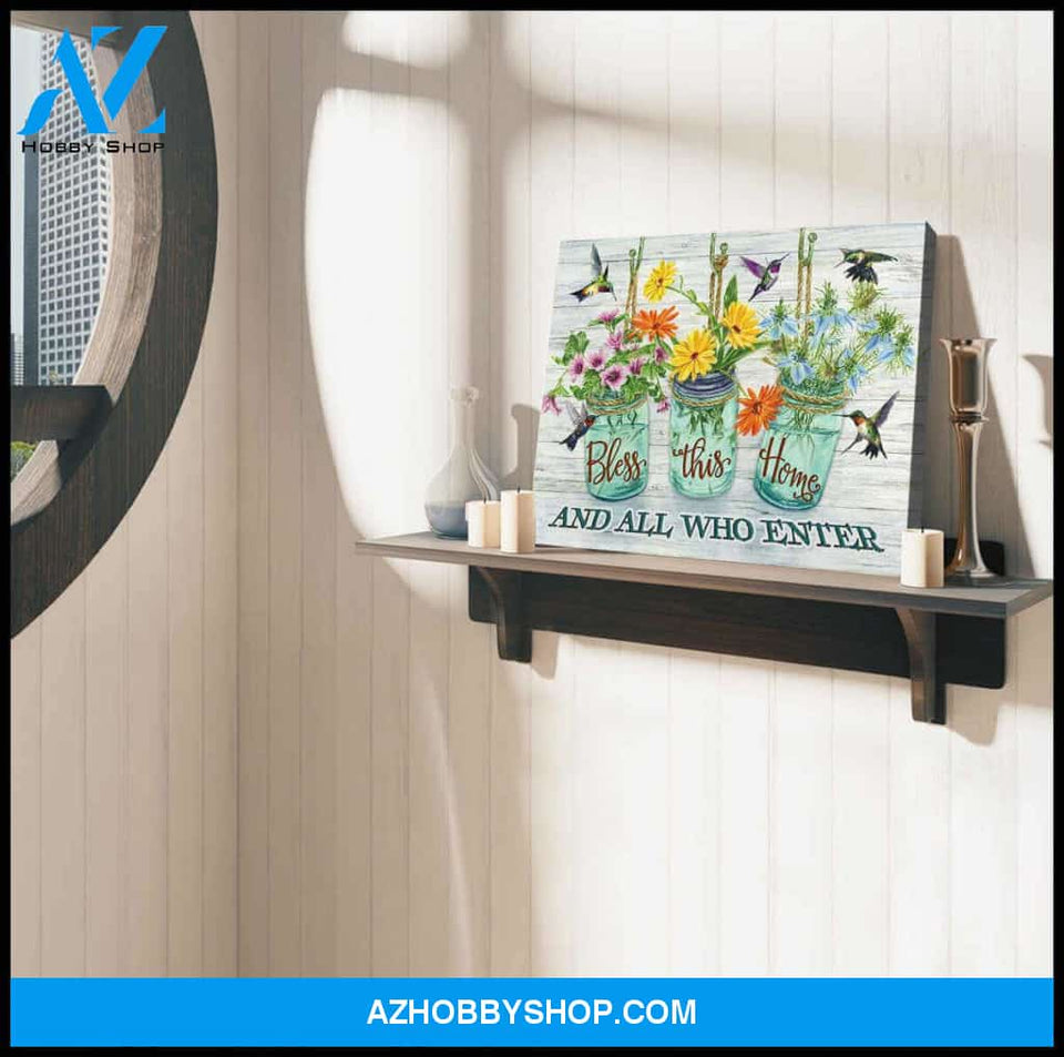 Hummingbird Canvas Bless this Home Wall Art Decor
