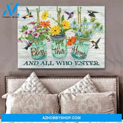 Hummingbird Canvas Bless this Home Wall Art Decor