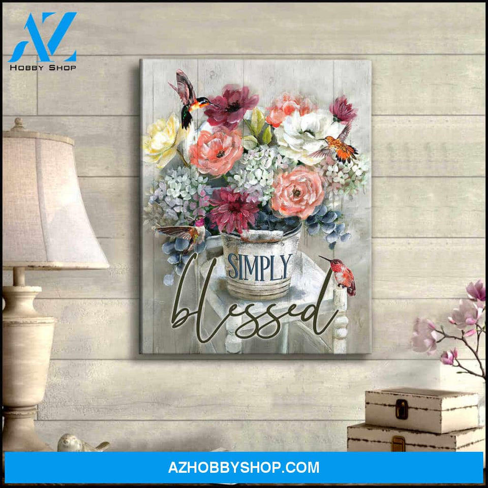 Hummingbird Canvas Simply Blessed Wall Art Decor
