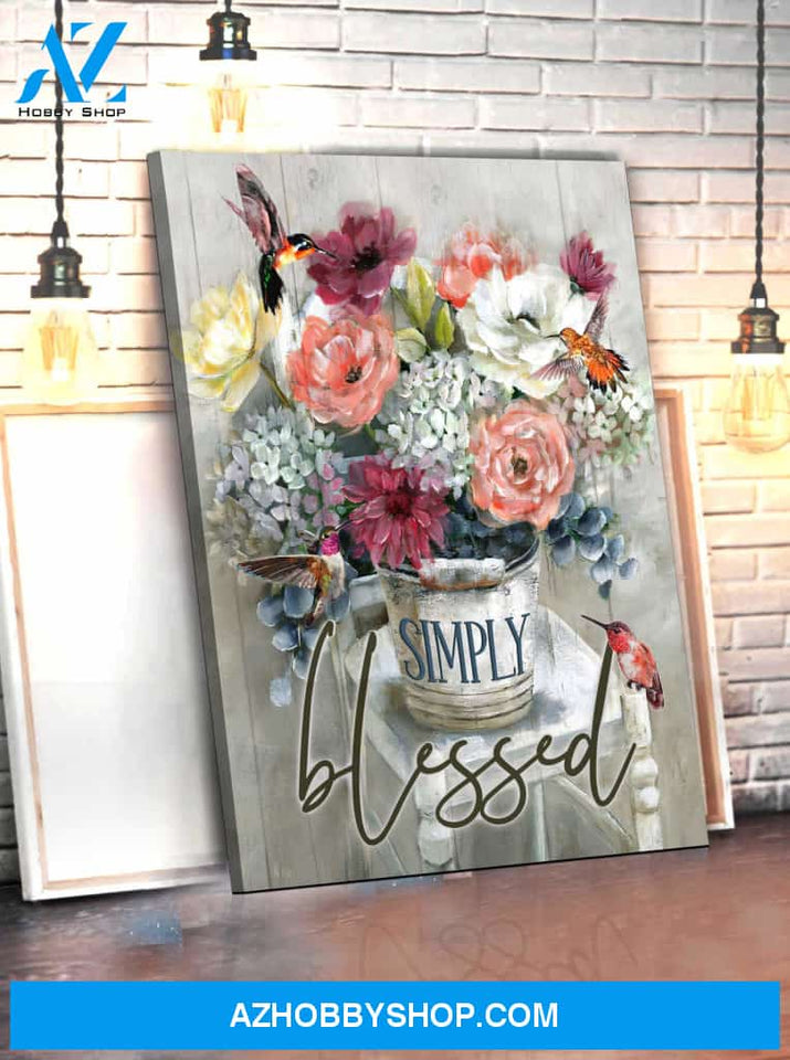 Hummingbird Canvas Simply Blessed Wall Art Decor