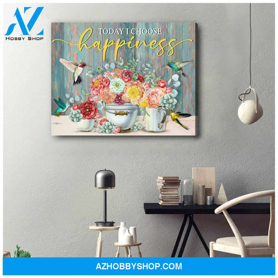 Hummingbird Canvas Today I choose Happiness Wall Art Decor