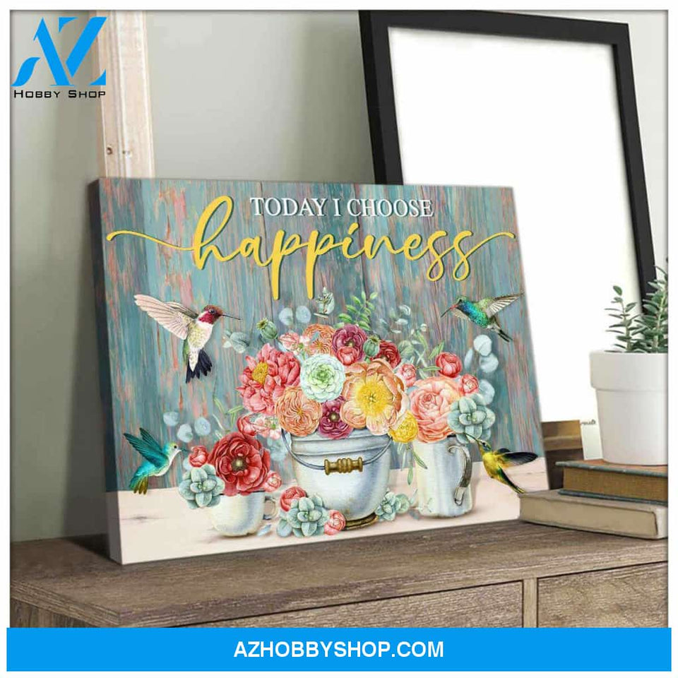 Hummingbird Canvas Today I choose Happiness Wall Art Decor