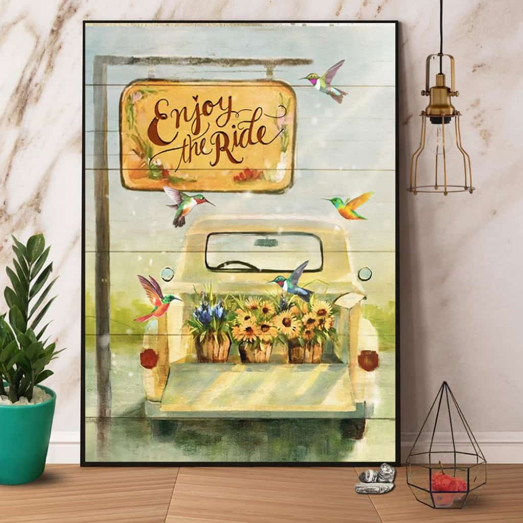 Hummingbird Car Enjoy The Ride Paper Poster No Frame Matte Canvas Wall Decor