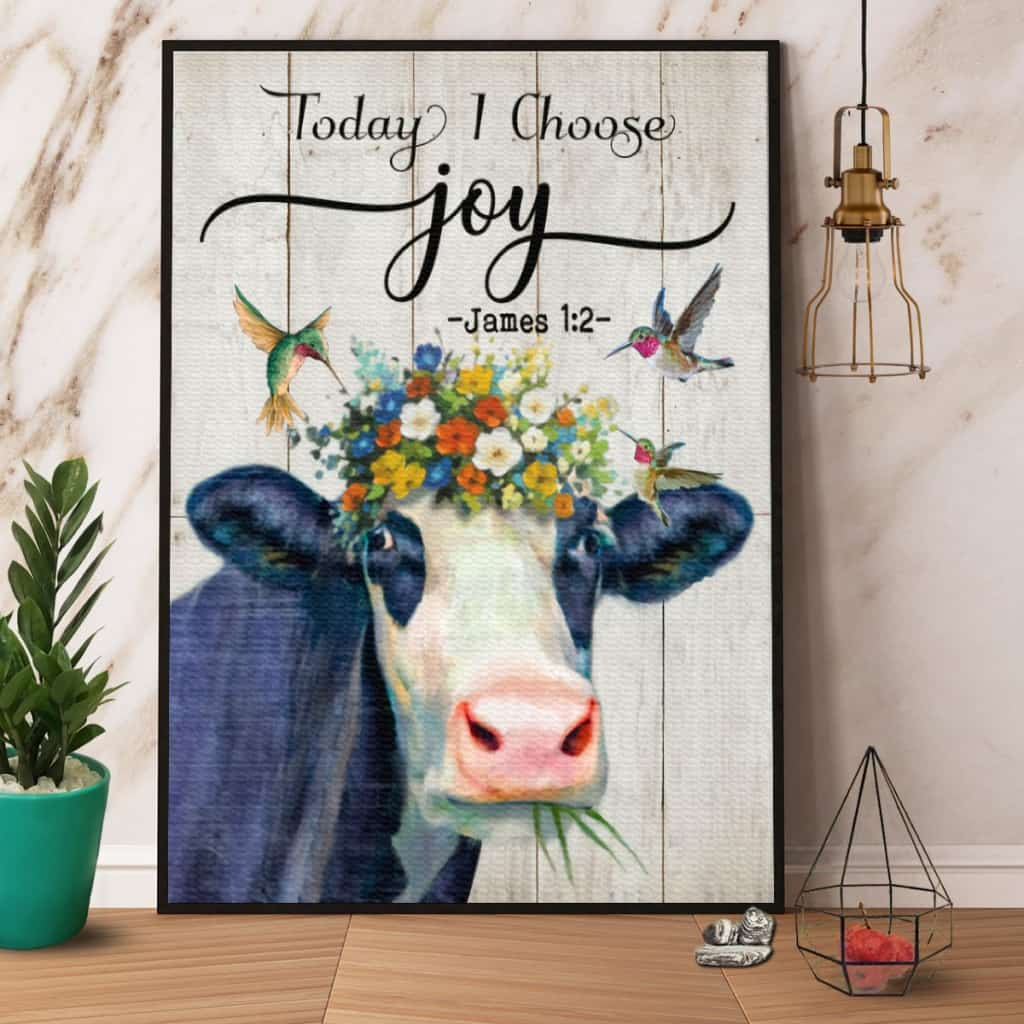 Hummingbird & Cow Today I Choose Joy Paper Poster No Frame Matte Canvas Wall Decor