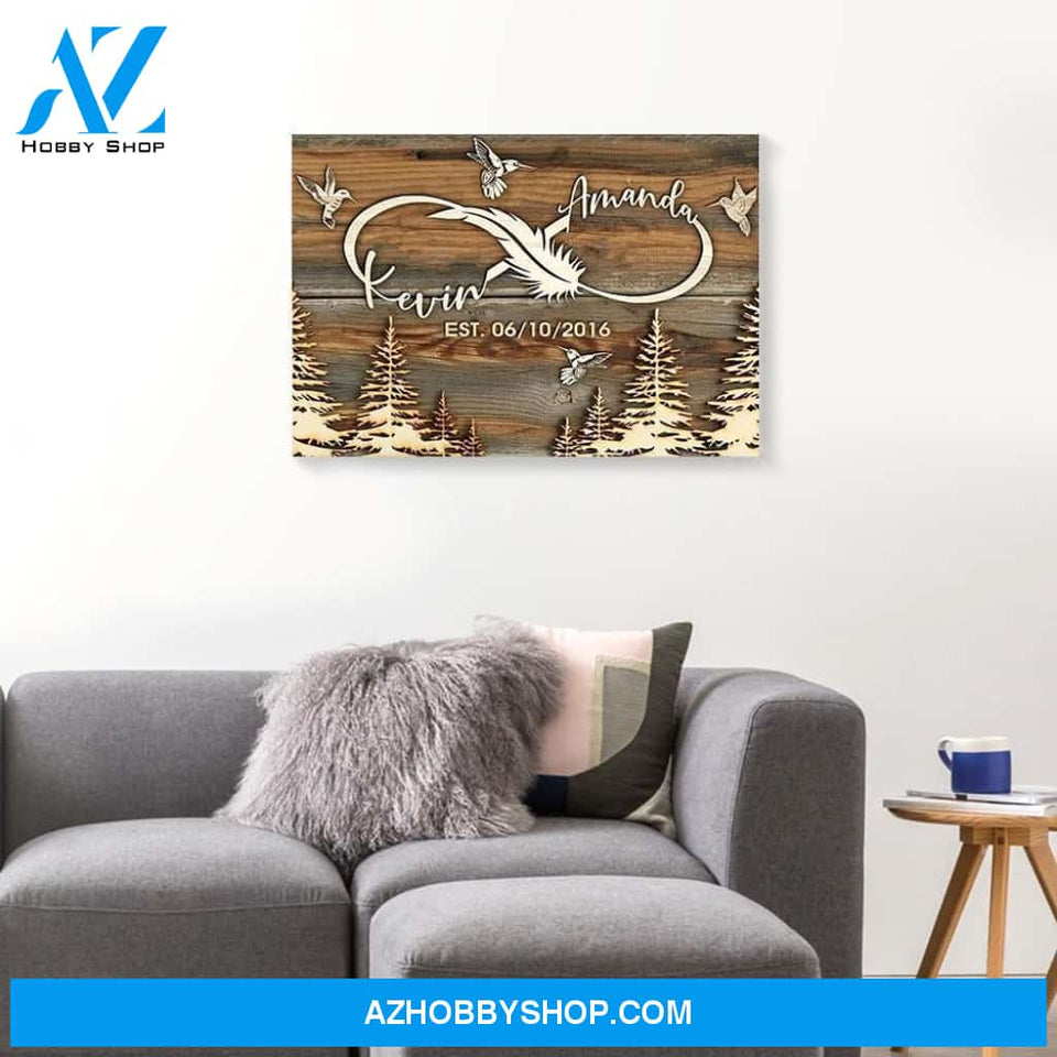 Hummingbird Custom Name Christmas Canvas Wall Art