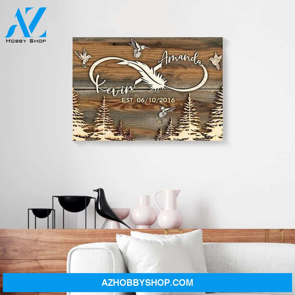 Hummingbird Custom Name Christmas Canvas Wall Art