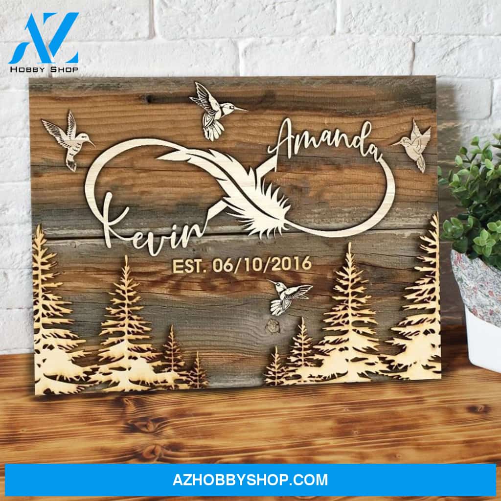 Hummingbird Custom Name Christmas Canvas Wall Art