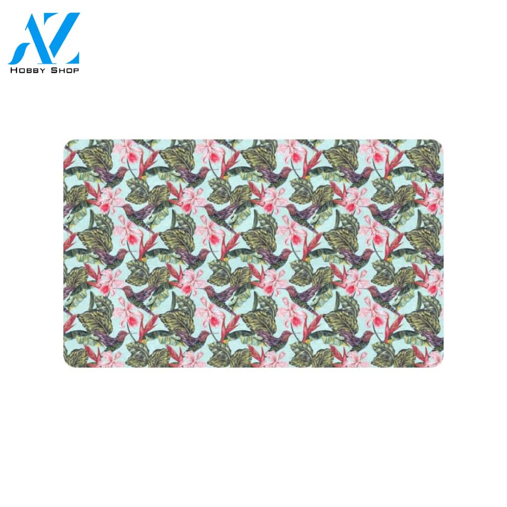 Hummingbird Cute Themed Print Rubber Doormat