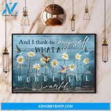 Hummingbird & Daisy What A Wonderful World Canvas And Poster, Wall Decor Visual Art