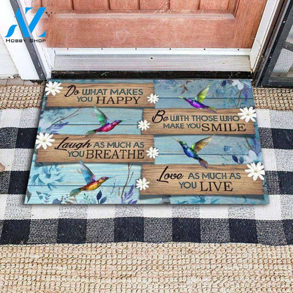 Hummingbird Do What You Love Indoor and Outdoor Doormat Warm House Gift Welcome Mat Gift for Friend Family