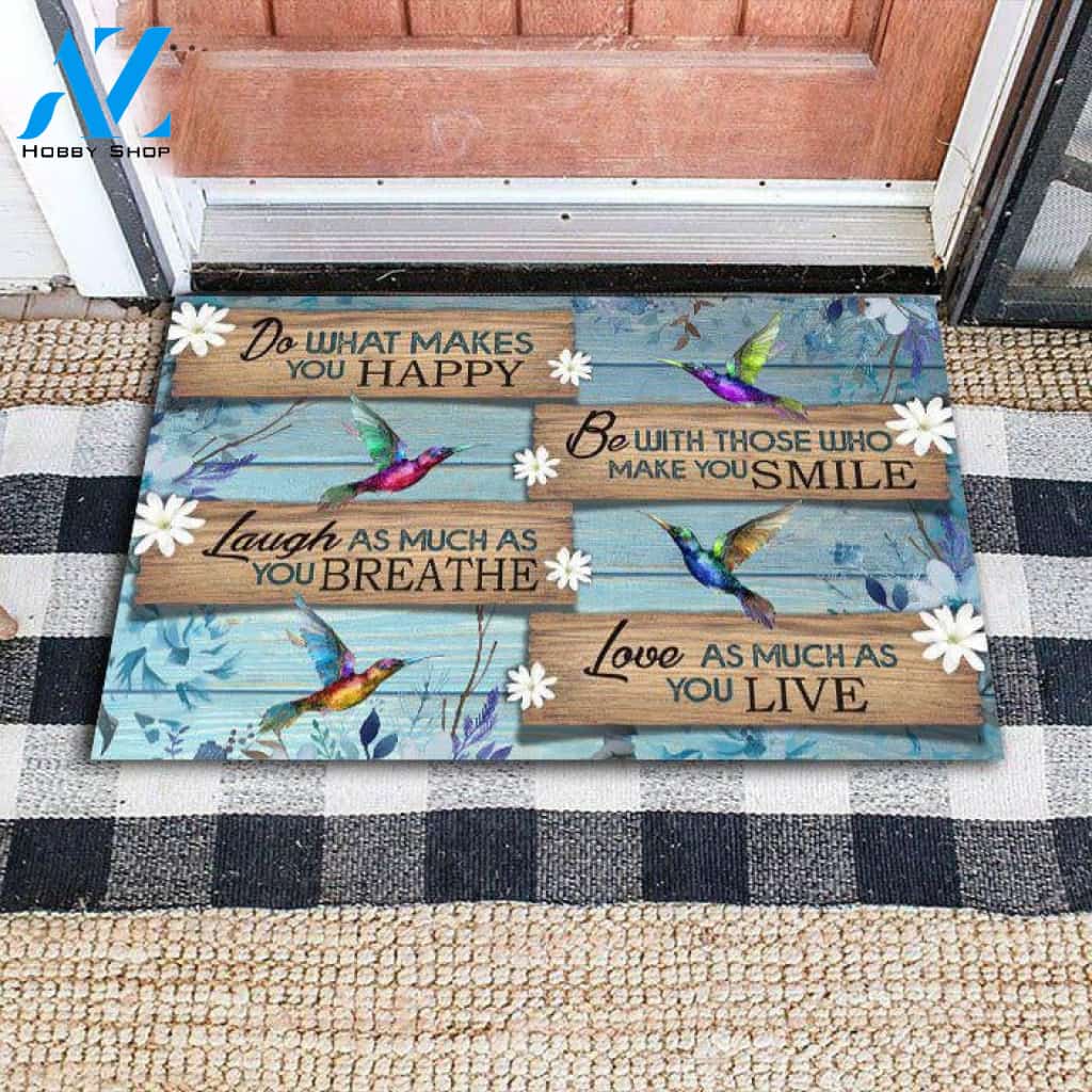 Hummingbird Do What You Love Indoor and Outdoor Doormat Warm House Gift Welcome Mat Gift for Friend Family