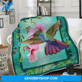 Hummingbird Embroider Pattern Pink Flower Fleece Blanket Home Decor Bedding Couch Sofa Soft And Comfy Cozy