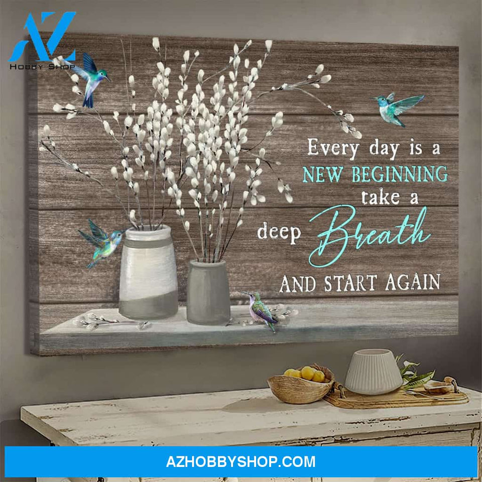 Hummingbird - Everyday is a new beginning - Jesus Landscape Canvas Prints - Wall Art