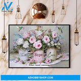 Hummingbird Faith Hope Love Breast Cancer Awareness Canvas And Poster, Wall Decor Visual Art