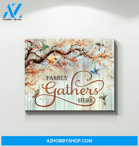 Hummingbird Family Gathers Here Canvas Wall Art