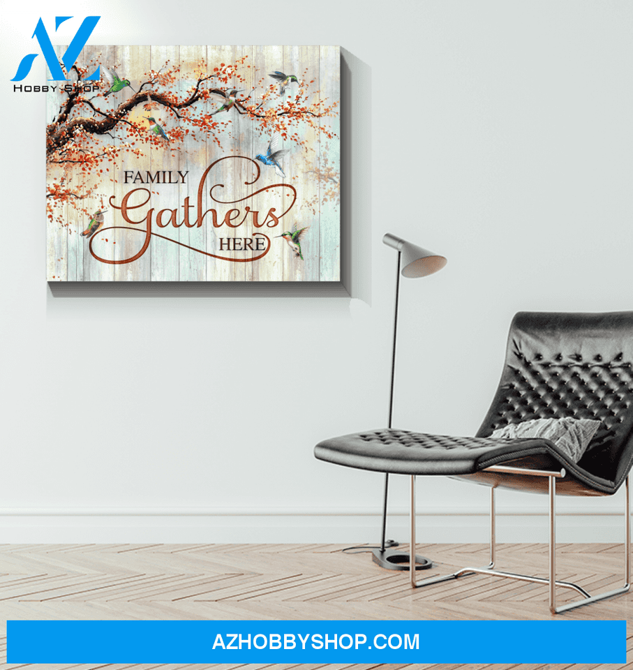 Hummingbird Family Gathers Here Canvas Wall Art