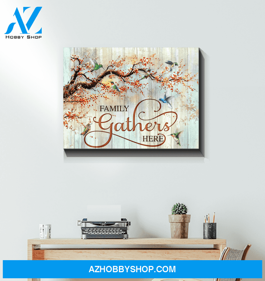 Hummingbird Family Gathers Here Canvas Wall Art