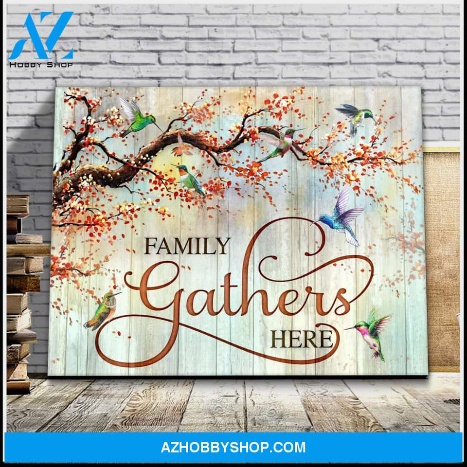 Hummingbird Family Gathers Here Canvas Wall Art