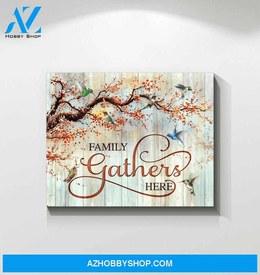 Hummingbird Family Gathers Here Canvas Wall Art
