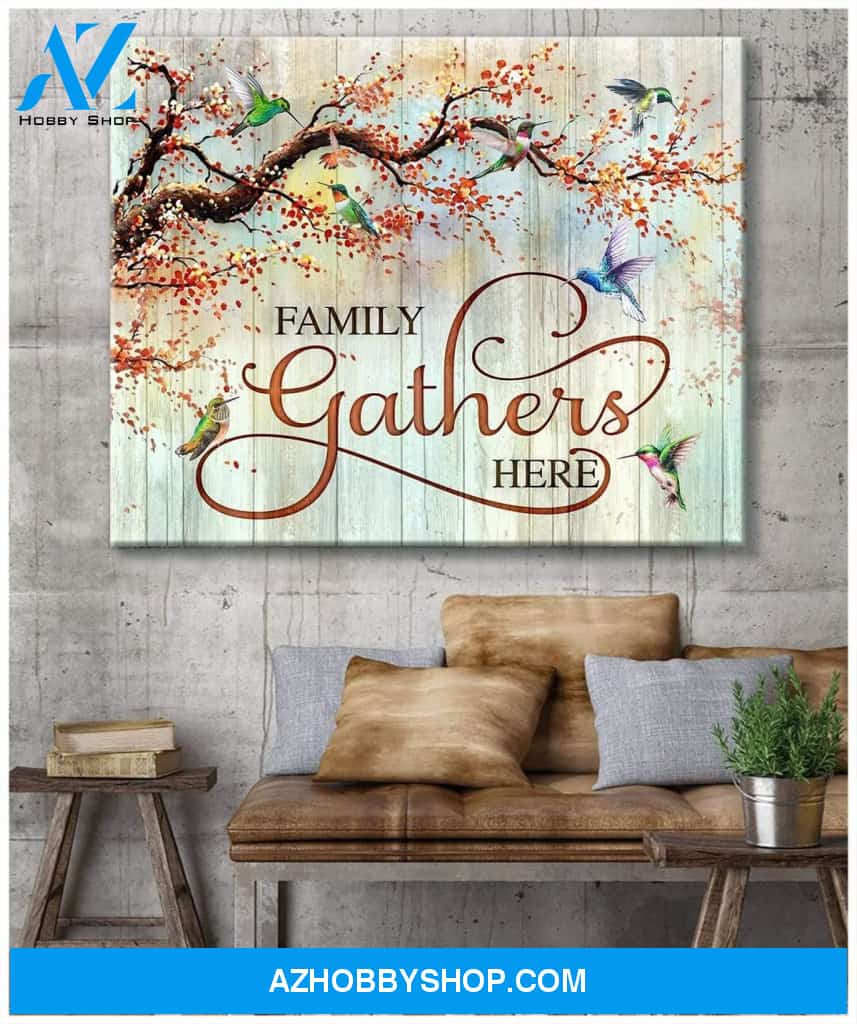 Hummingbird Family Gathers Here Canvas Wall Art