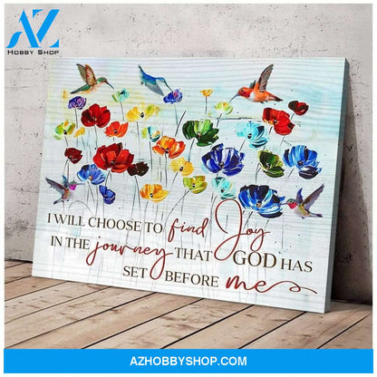 Hummingbird Find Joy Canvas Wall Art