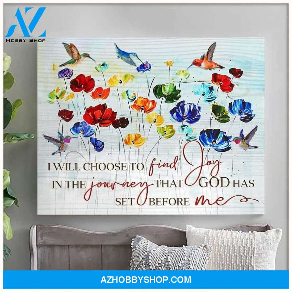 Hummingbird Find Joy Canvas Wall Art
