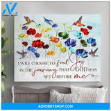 Hummingbird Find Joy Canvas Wall Art