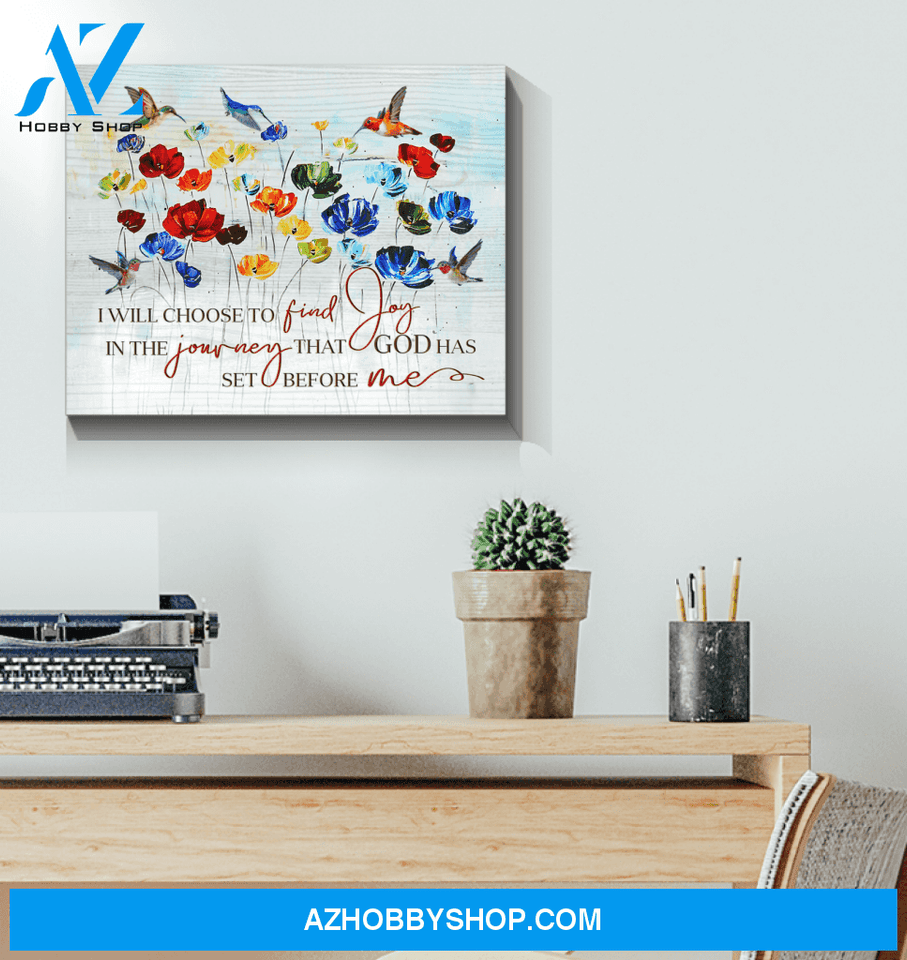Hummingbird Find Joy Canvas Wall Art