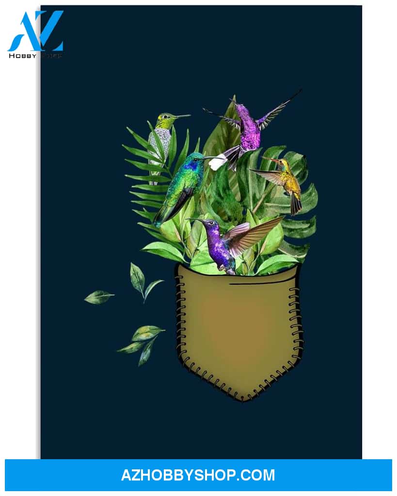 hummingbird flower pocket poster