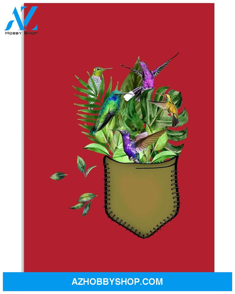 hummingbird flower pocket poster