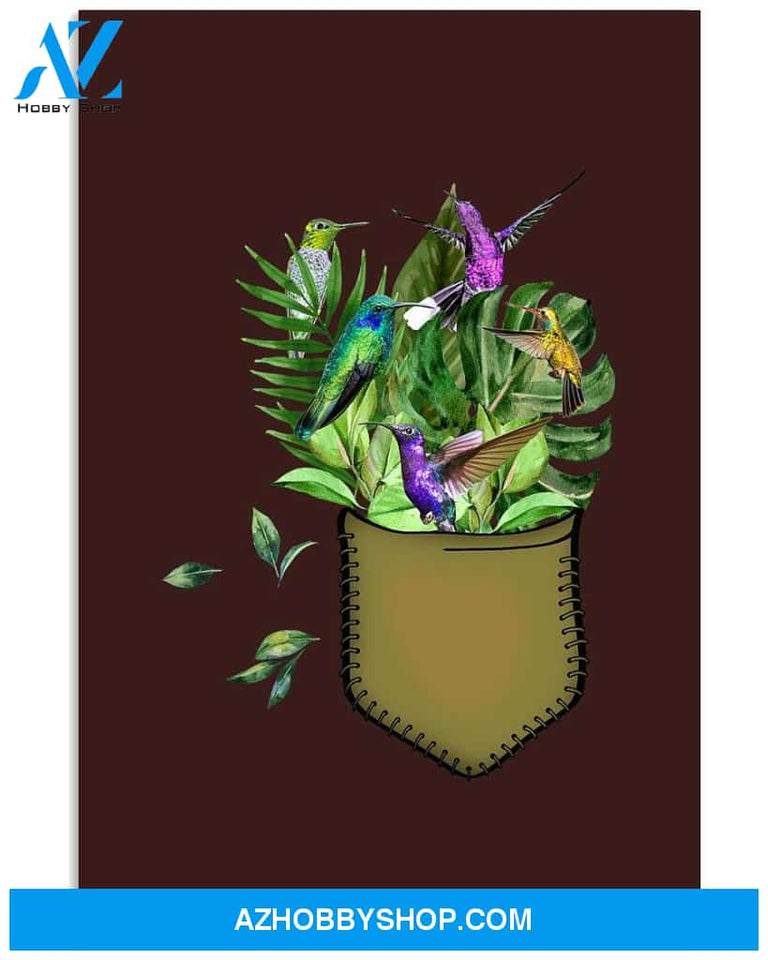 hummingbird flower pocket poster