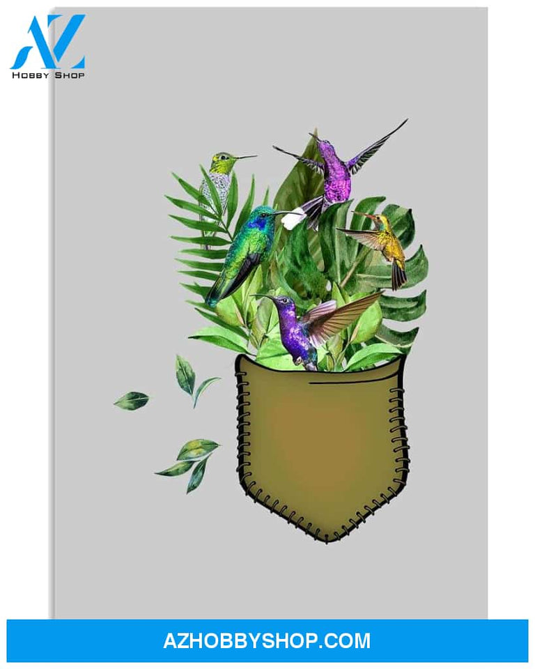 hummingbird flower pocket poster