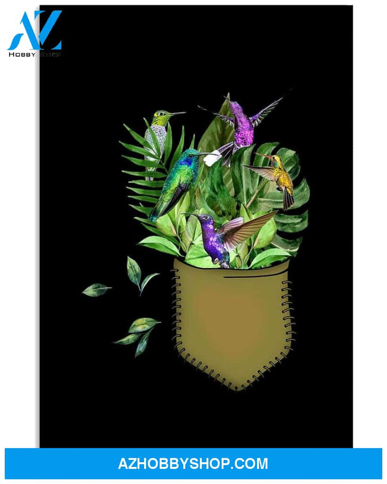 hummingbird flower pocket poster