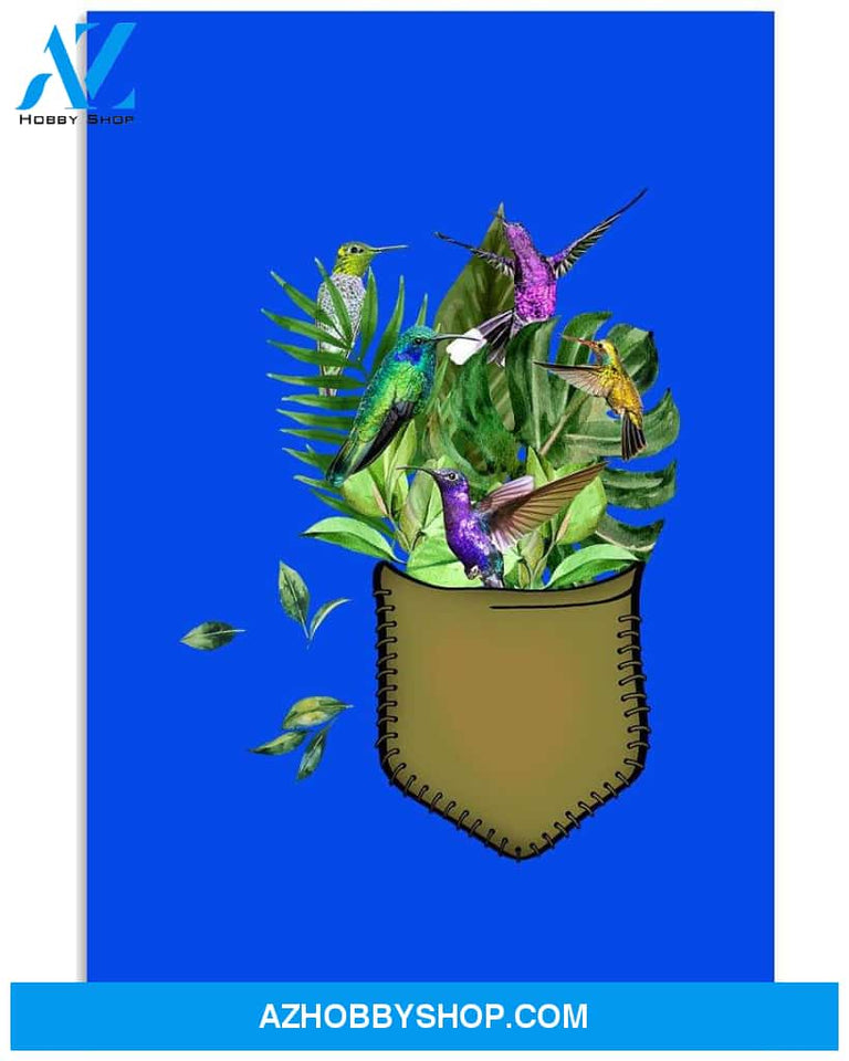 hummingbird flower pocket poster