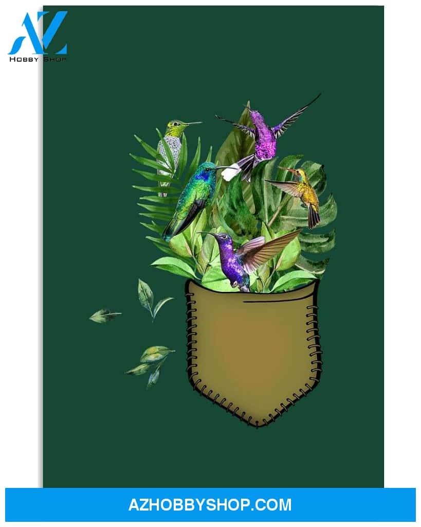 hummingbird flower pocket poster
